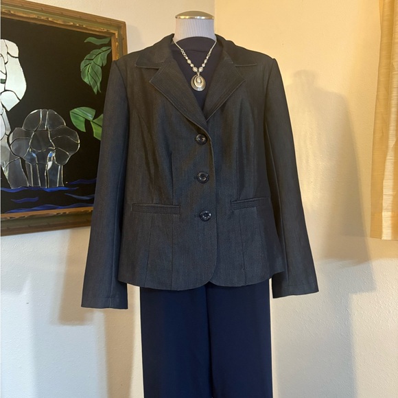 Lane Bryant Navy Blazer Investments Trousers & Cotton Tank Set - Picture 1 of 14